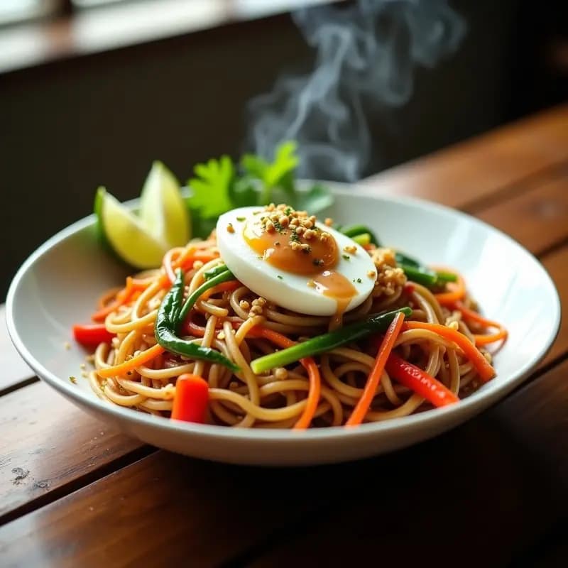 Bami Goreng: Fideos Indonecios Salteados con Vegetales y Salsa de Cacahuete