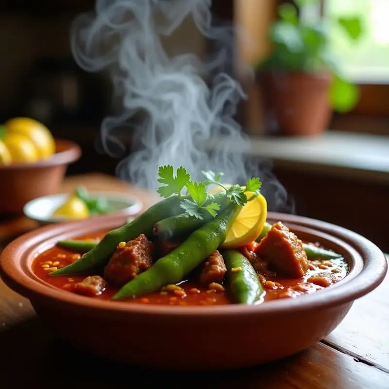 B ديسمبر (Bamya): Guiso Egipcio de Okra y Tomate con carne de res