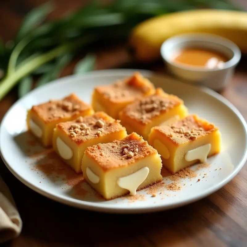 Bananarama Filipina: Postre Frito con Plátano Macho y Queso de Anacardos