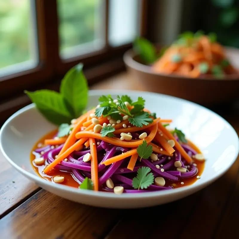 Banda de Ensalada Thai con Cacahuetes y Limón: Plato Fresco y Picante con Toque Asiático