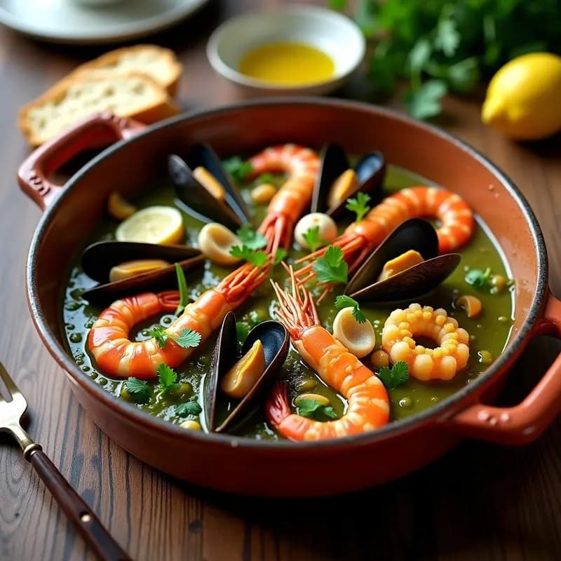 Bandeja de Mariscos con Salsa Verde: Receta Costera Española para Compartir