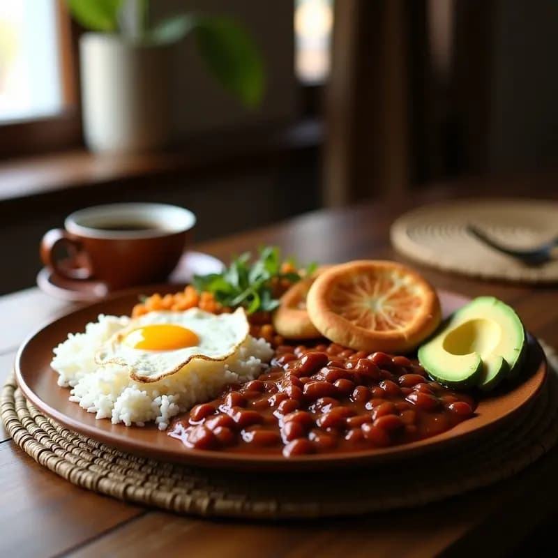 Bandeja Paisa con Frijoles, Arroz, Chorizo y Huevo: Desayuno Colombiano Alto en Proteína