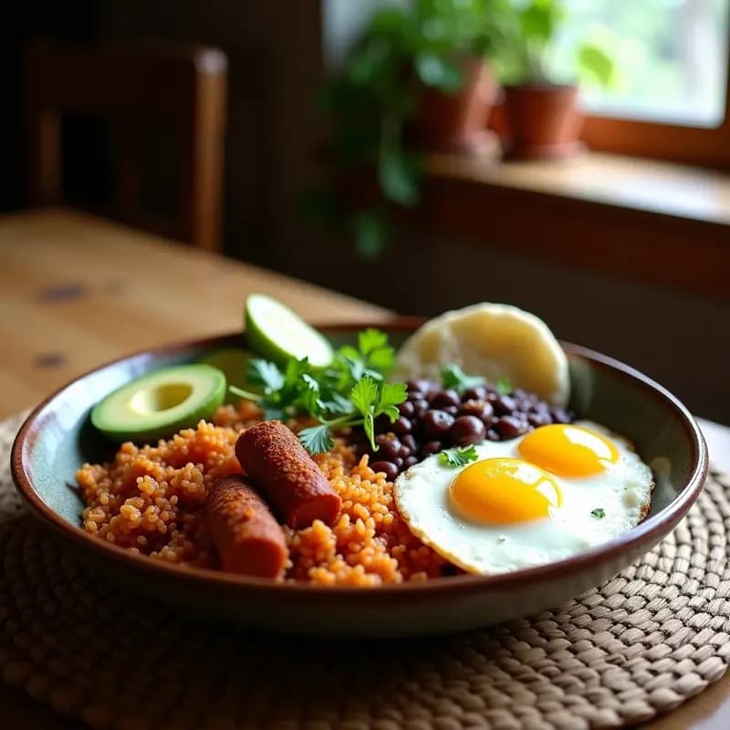 Bandeja Paisa Ligera con Chorizo de Pavo y Aguacate: Receta Colombiana Saludable