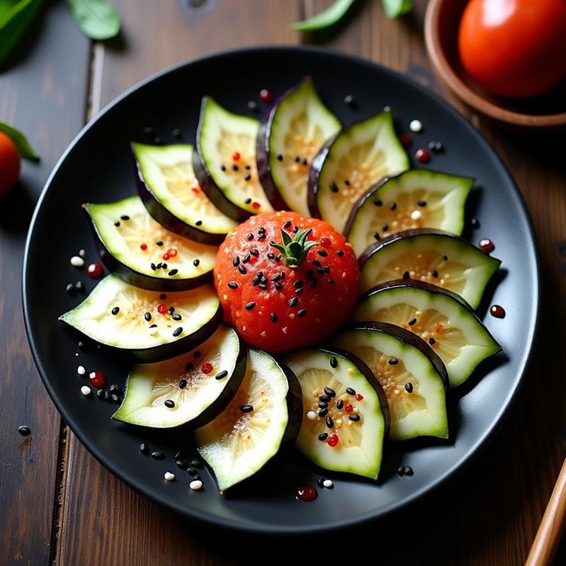 Bandera de Zucchini y Berenjena al Mikado: Aperitivo Japonés en Airfryer Sin Aceite