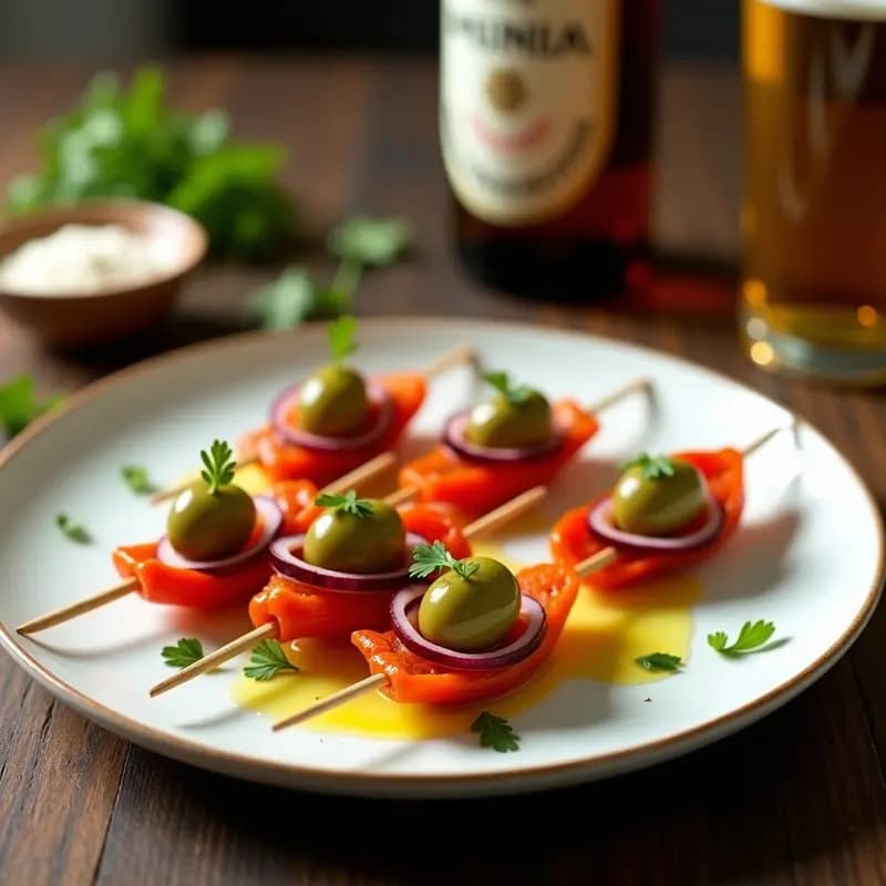Banderillas de Anchoas y Pimiento: Tapas Frías para Acompañar con Cerveza