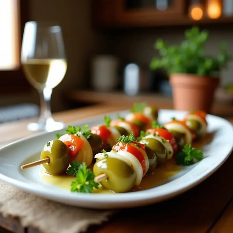 Banderillas de Encurtidos con Anchoas y Guindilla: Aperitivo Español Picante y Refrescante