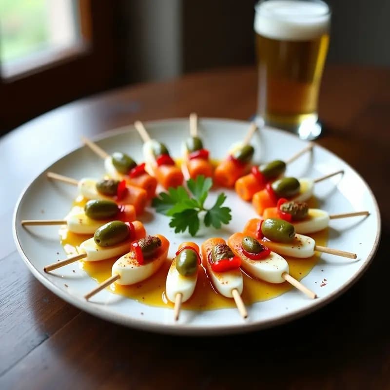 Banderillas de Encurtidos: Aperitivo español Crujiente y Ácido para Tapas