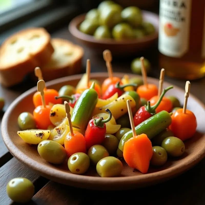 Banderillas de Encurtiidos Caseros: Aperitivo Español para Tapas Variadas