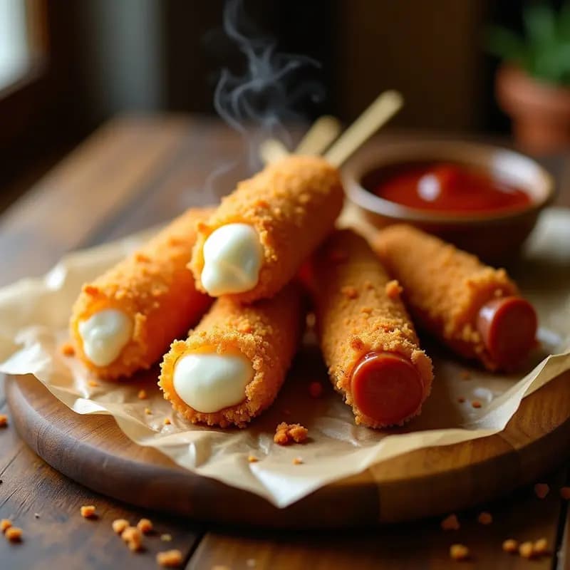 Banderillas de Mozzarella y Chorizo Fritas con Salsa Barbacoa: Crujientes y Adictivas