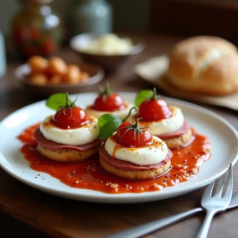 Banderillas de Mozzarella, Tomate Cherry y Salami con Baño de Chocolate y Almendras: Aperitivo Italiano que Sorprende