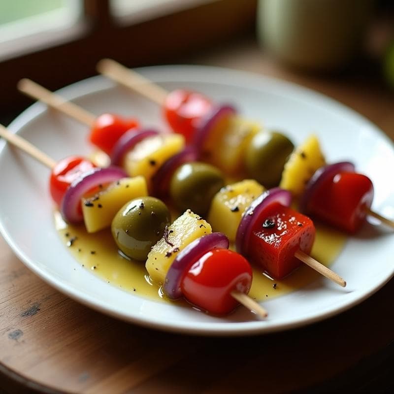 Banderillas de Pepinillos y Cebolla Morada: Aperitivo Español Sin Cocción