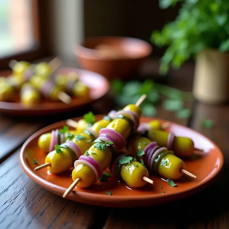 Banderillas de Pepinillos, Cebolla Morada y Jalapeños: Receta Mexicana Vegana y Picante para Acompañar
