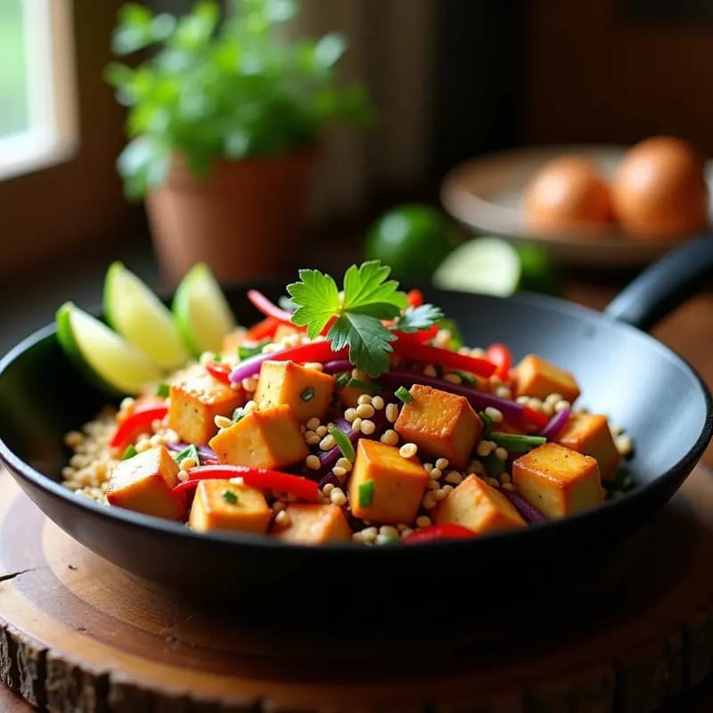 Bandidas Thai de Tofu y Cacahuetes: Receta Picante y Crujiente en Wok