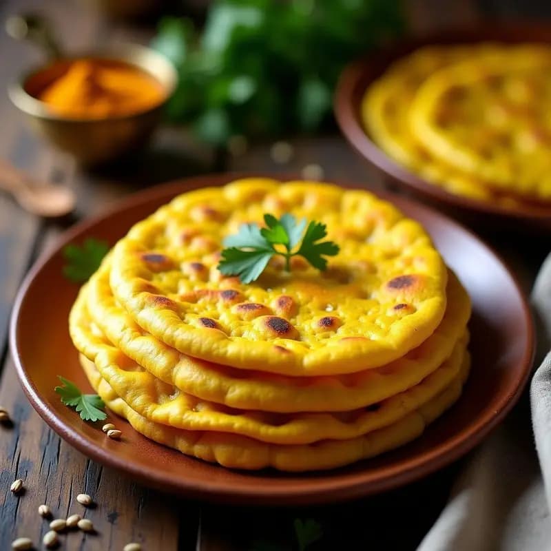 Bandroti Guyanés: Pan Plano de Cúrcuma y Comino para Acompañar Curry en 15 Minutos