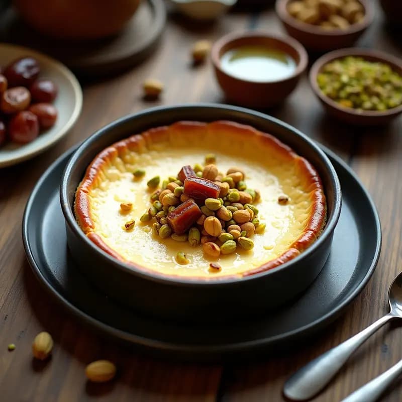 Banet (Pastel de Queso Árabe) con Dátiles y Pistachos: Postre Emiratí Sin Harina