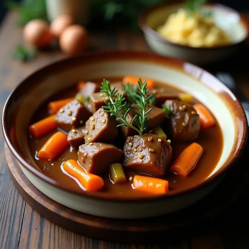 Bangeny de Ternera con Salsa de Mostaza y Miel: Receta Francesa Clásica