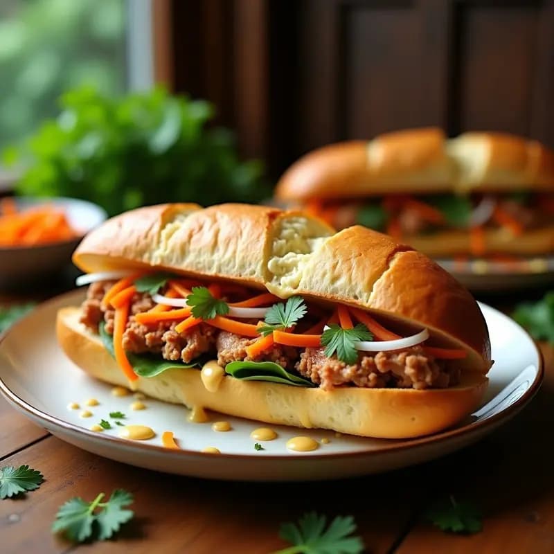 Banha Mi de Cerdo Desmenuzado: Receta Vietnamita de Sándwich Crujiente con Zanahoria Encurtida