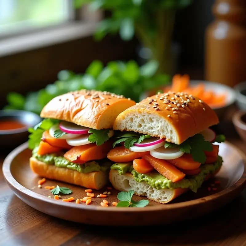 Banh Mi de Pollo Teriyaki: Sándwich Vietnamita Fusion con Vegetales Encurtidos