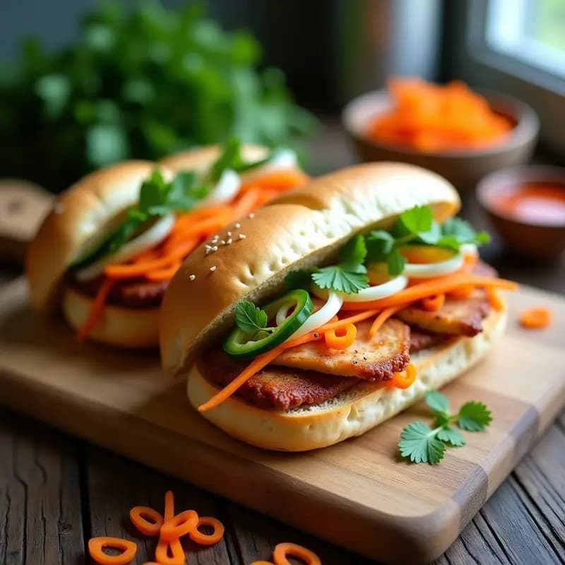 Banh Mi Vegano con Seitán y Encurtidos de Zanahoria: Sándwich Vietnamita Sin Gluten