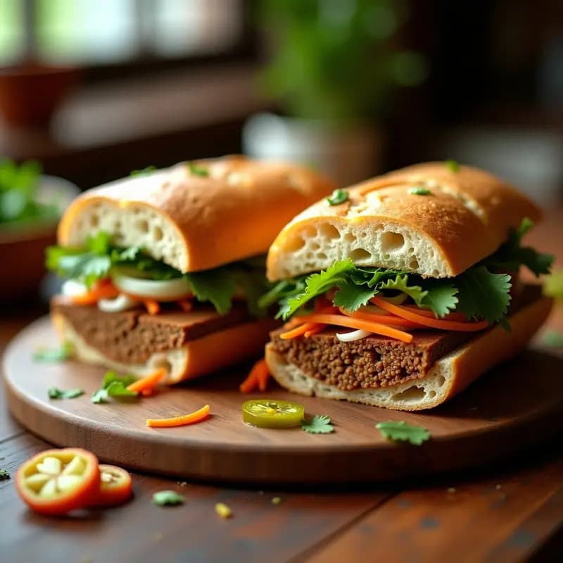 Banh Mi Vietnamita con Paté de Hígado y Pickles: Receta vegana en pan baguette