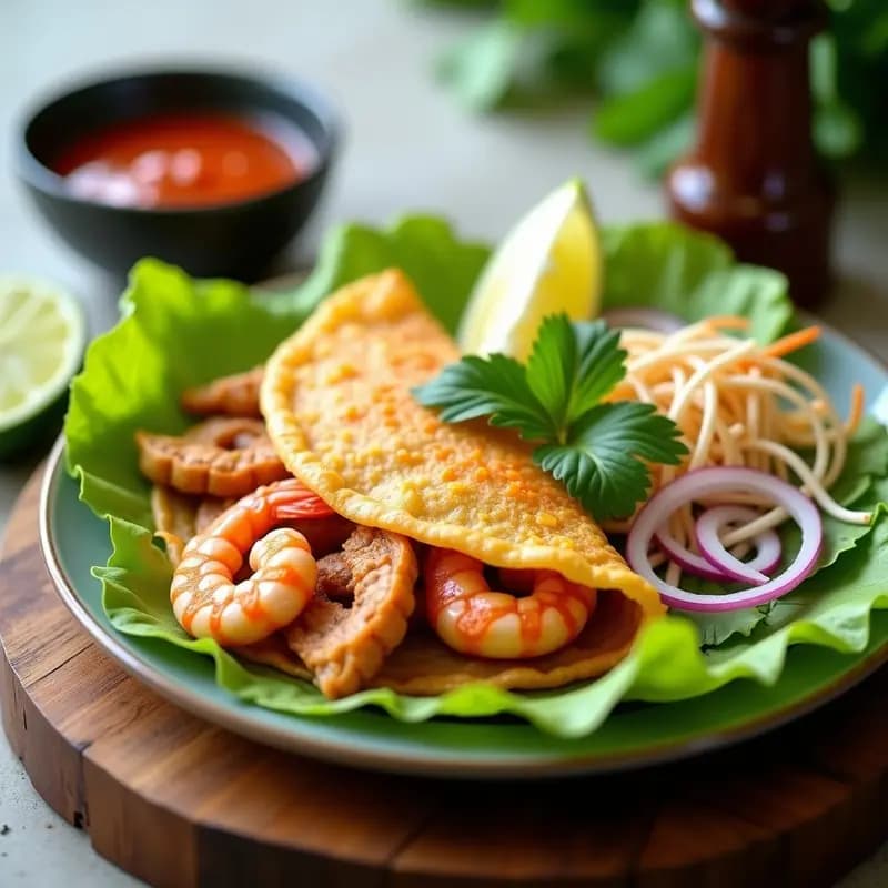 Banh Xeo Vietnamita de Cerdo y Langostinos: Receta Crujiente y Ligera