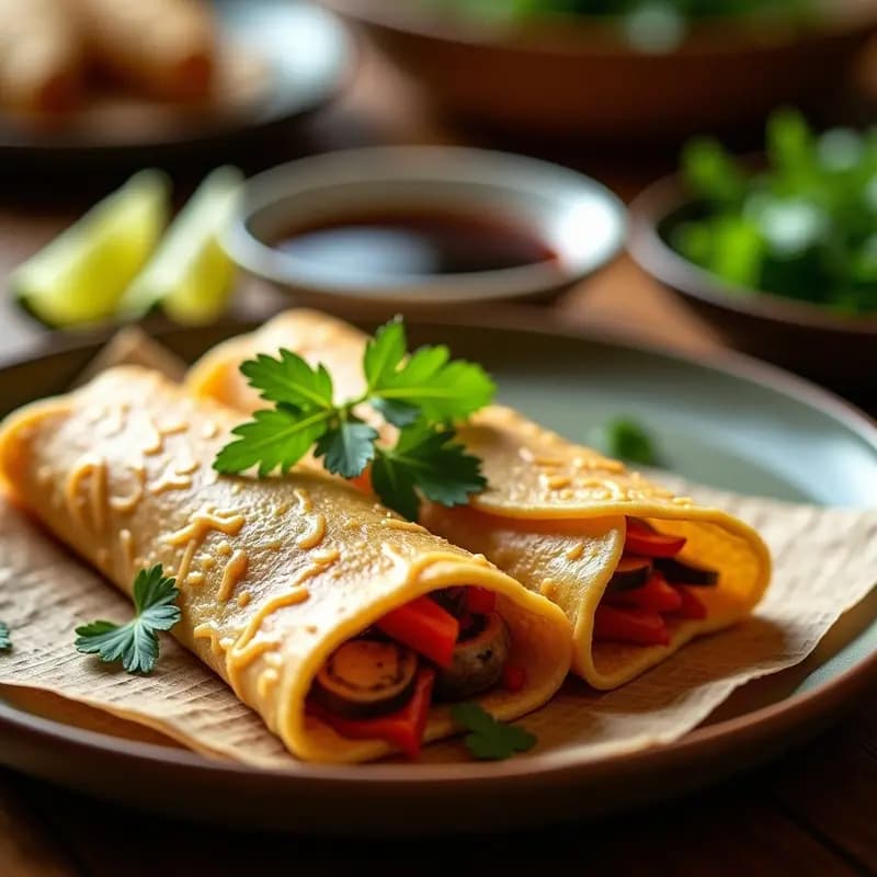 Banh Xeo Vegan: Crepes Vietnamitas de Harina de Arroz con Champiñones