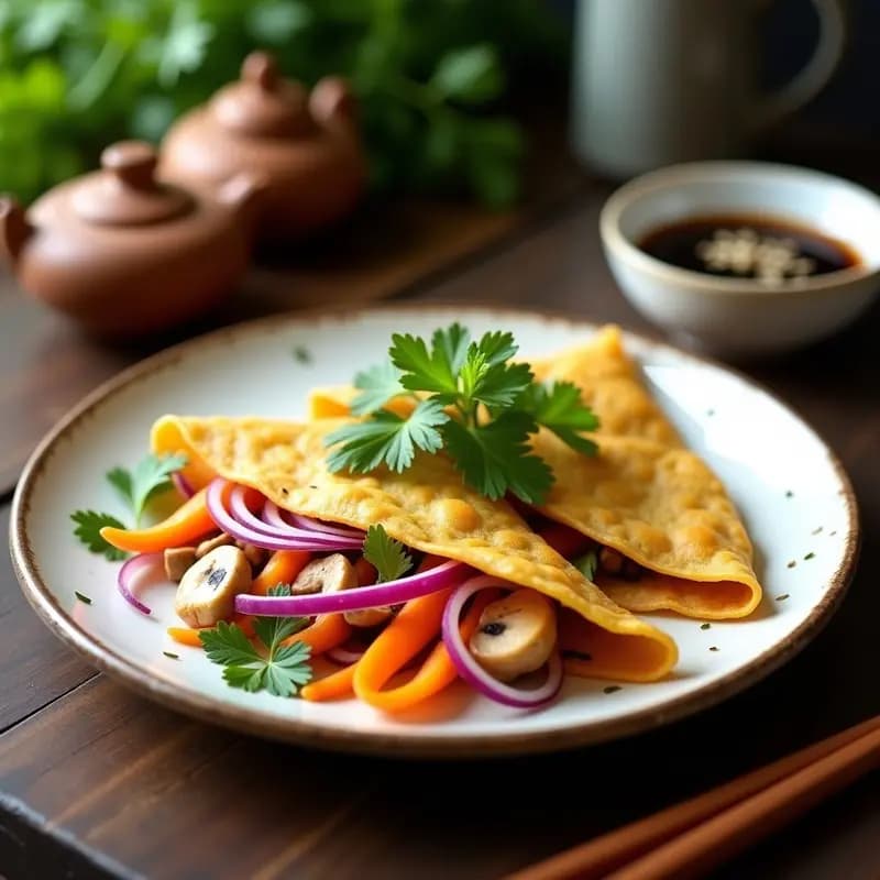 Banh Xeo Vegano de Harina de Garbanzo: Receta Vietnamita Crujiente en Sartén