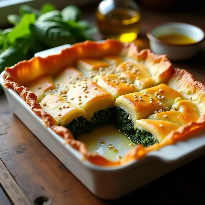 Banitsa búlgaro de Espinacas y Queso Vegano: Masas Filo Crujientes al Horno