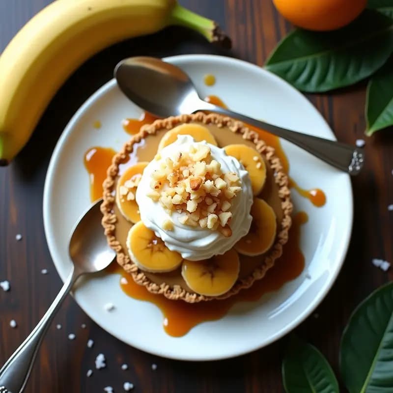 Banoffee Pie con Base de Galleta de Avena y Caramelo Salado: Postre Inglés Sin Horno