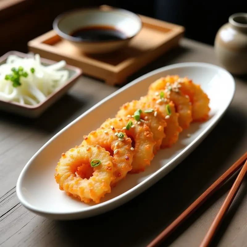 Banzeh Japones de Berenjena en Tempura: Entrante Crujiente con Salsa Tentuyu