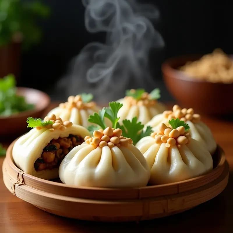 Bao Vegano de Berenjena Ahumada y Cacahuete: Receta China al Vapor Sin Gluten