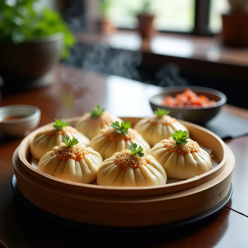 Bao Bun Chino al Vapor con Cerdo Desmenuzado: Panecillos Suaves y Sabrosos