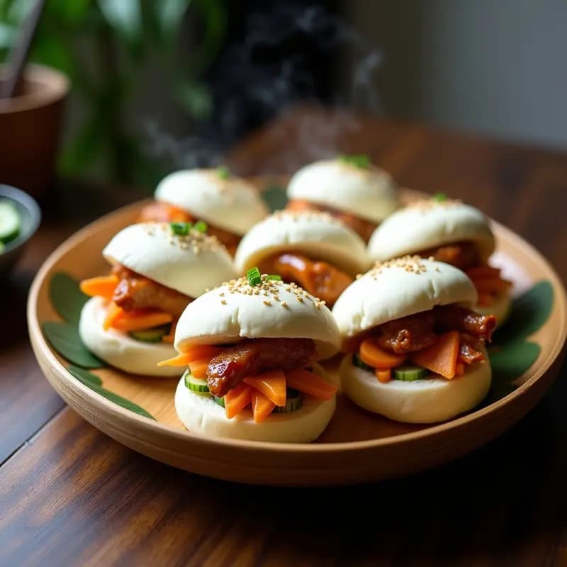 Bao Bun de Pollo Teriyaki: Receta Japonesa Dulce-Salada con Encurtidos Rápidos