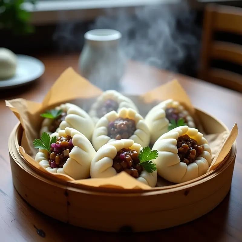 Bao Bun Veganos de Hongos Shiitake y Hoisin: Receta China en Steam