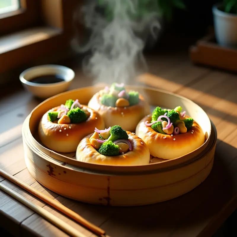 Bao Buns de Brócoli y Pollo al Vapor: Receta China Saludable y Baja en Carbohidratos