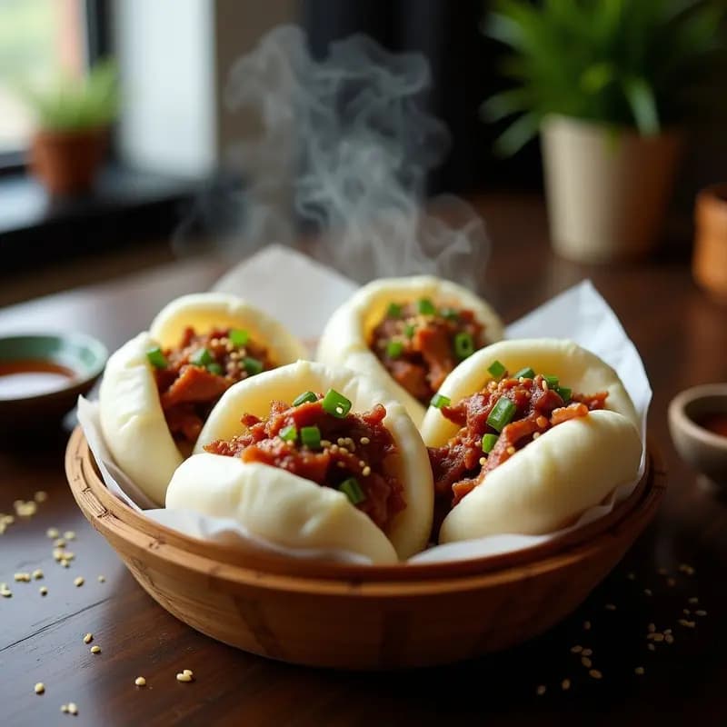 Bao Buns Rellenos de Cerdo Asado y Pepinillos: Receta China en Olla al Vapor