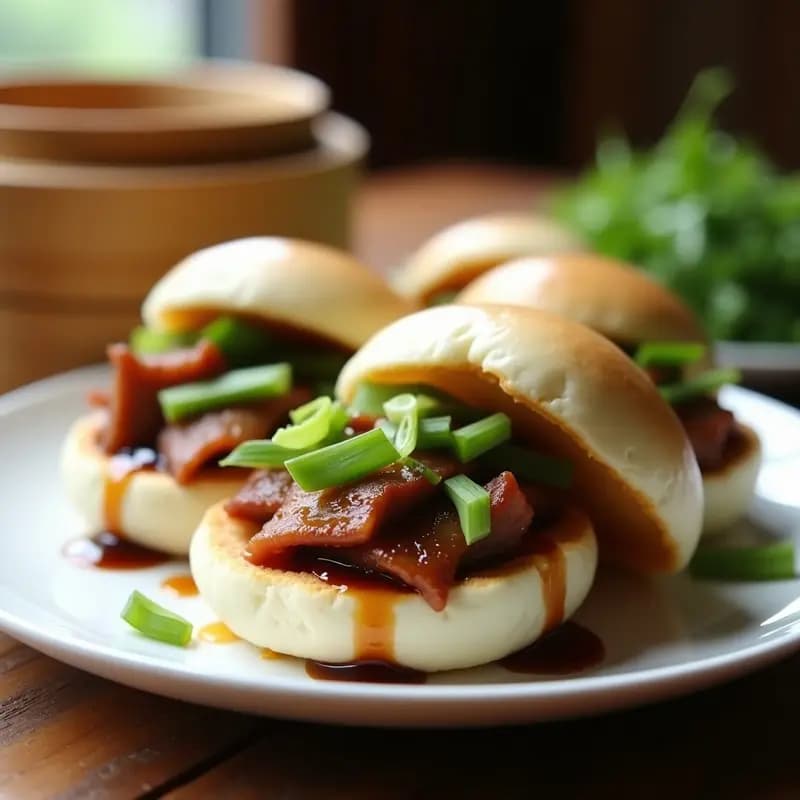 Bao Buns de Cerdo Asado y Pepino: Aperitivo Chino al Vapor en 15 Minutos