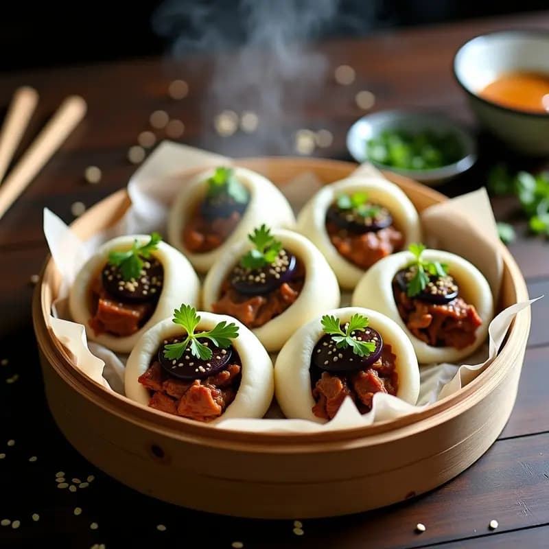 Bao Buns Chinos de Cerdo Asado y Pepino: Receta de Street Food en Vaporera