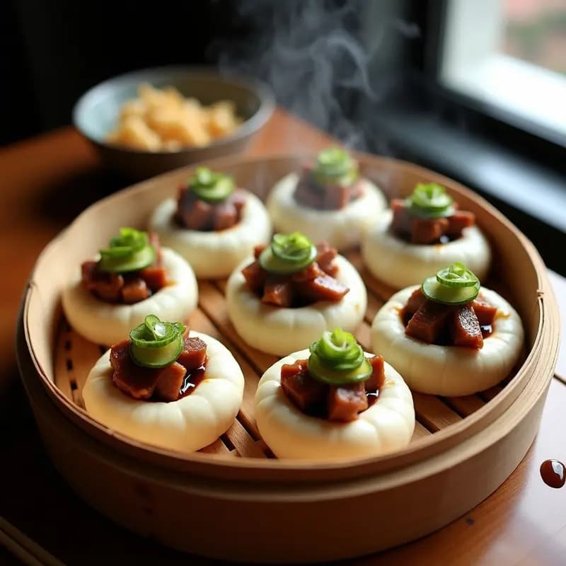 Bao Buns de Cerdo Asado con Salsa Hoisin: Receta China para Aperitivos en Vaporera