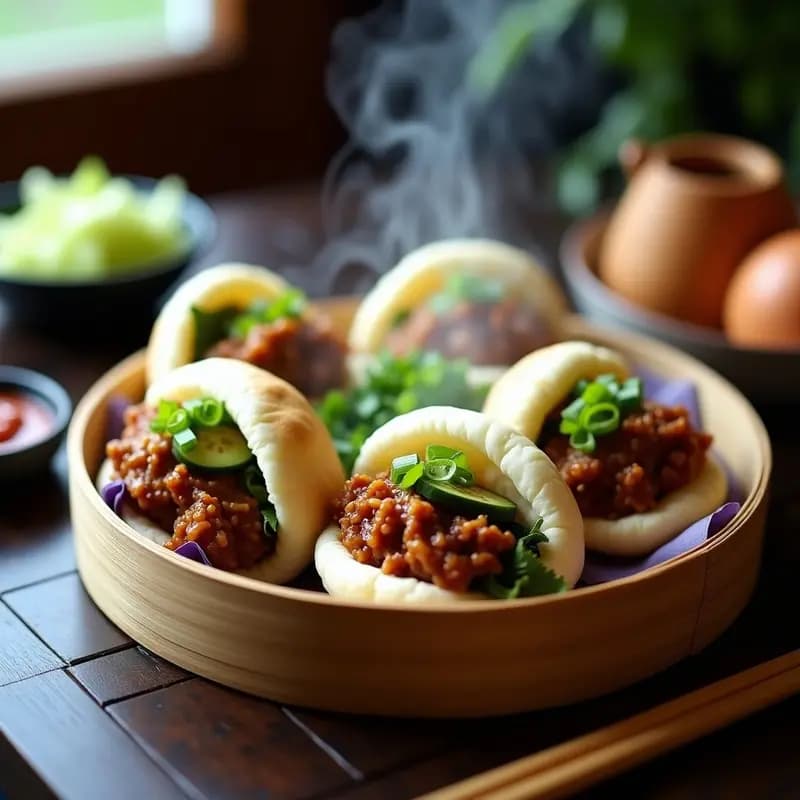 Bao Buns de Cerdo Barbacoa y Pepinillos Encurtidos: Receta China para Llevar
