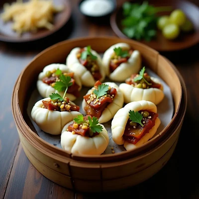 Bao Buns de Cerdo Belly con Pickles de Pepino: Receta China Estilo Callejero en Vaporera