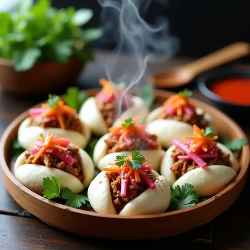 Bao Buns de Cerdo Desmenuzado y Encurtidos: Entrante Chino Viral para Fiestas