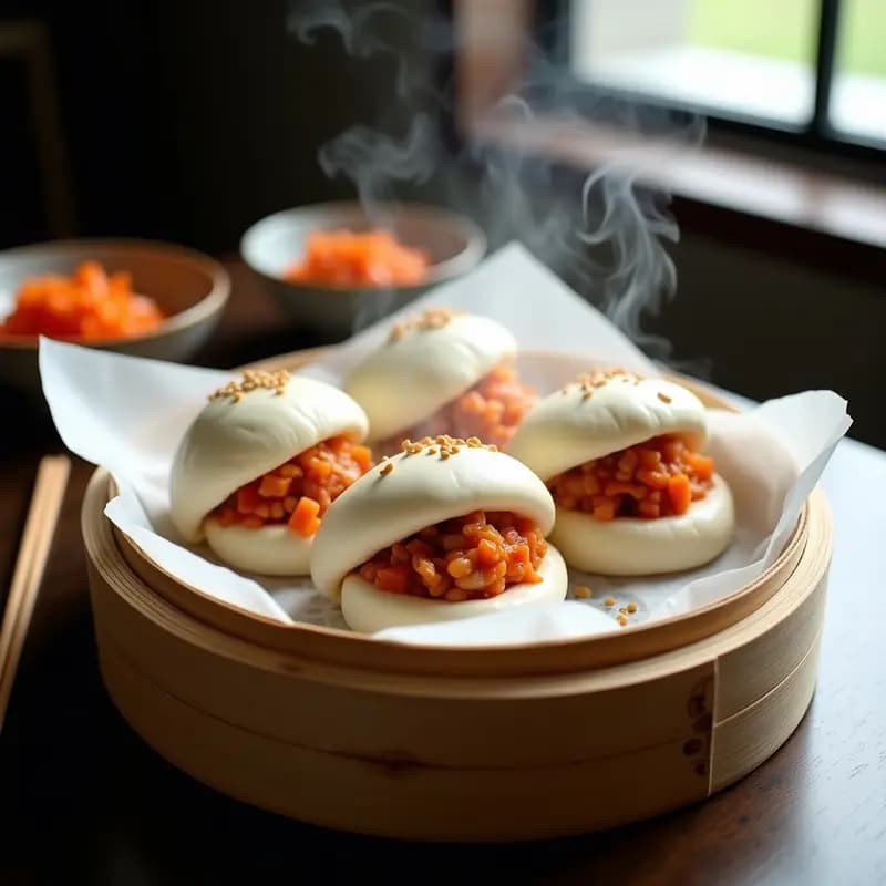 Bao Buns Steam de Cerdo Desmenuzado y Kimchi: receta taiwanesa en vaporera rápida