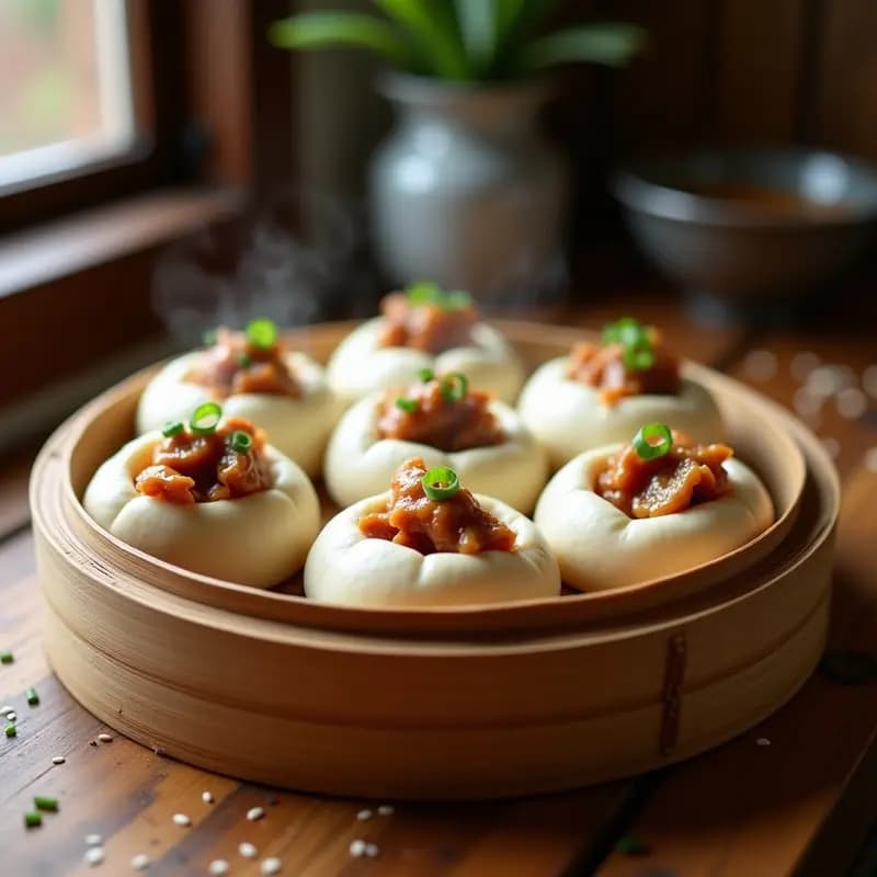 Bao Buns de Cerdo al Vapor con Panecillos Caseros: Receta China en 30 Minutos