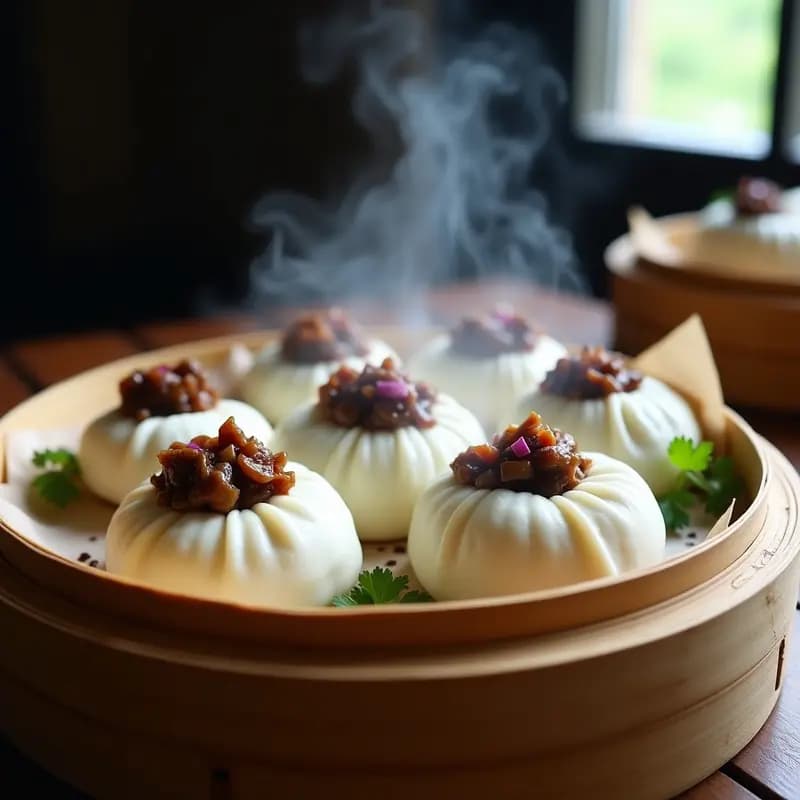 Bao Buns Veganos de Champiñones y Cebolla Morada: Receta China en Steam