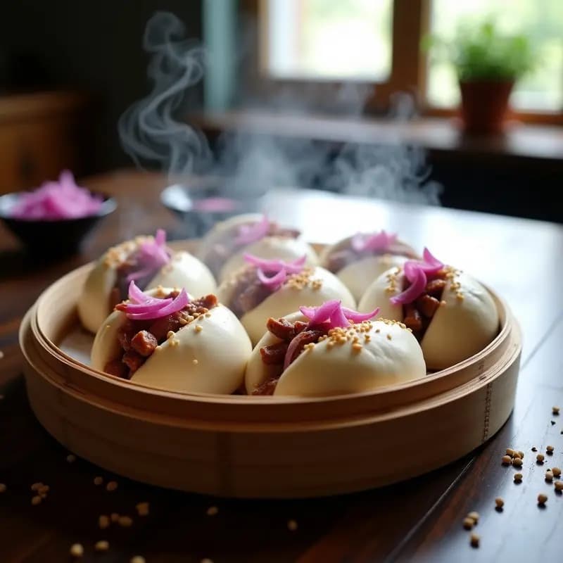 Bao Buns Chinos al Vapor con Cerdo Asado y Cebolla Encurtida: Receta en Thermomix