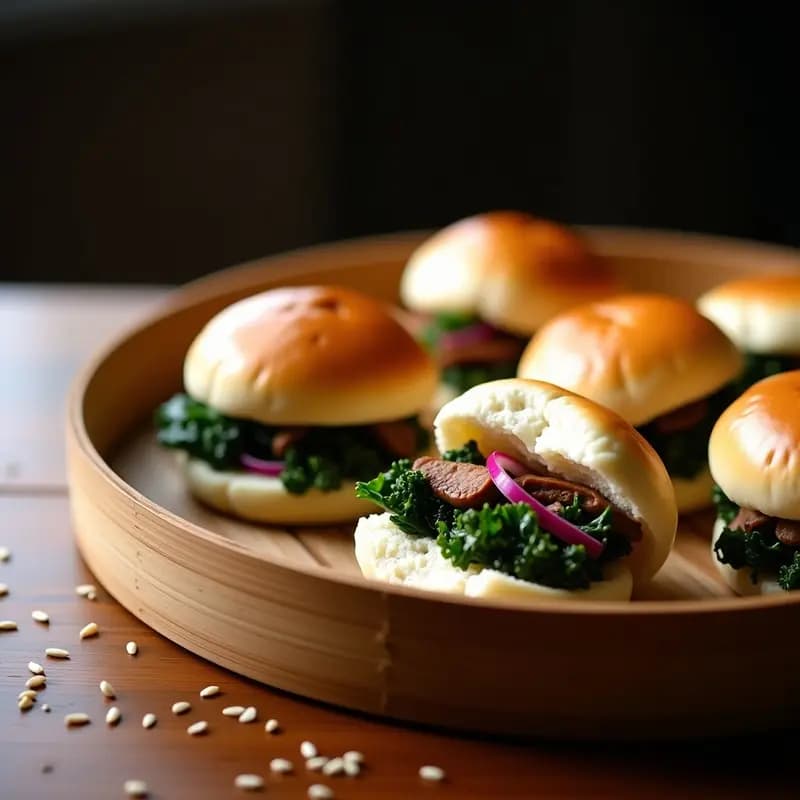 Bao Buns de Col Rizada y Ternera al Vapor: Receta China en Airfryer Baja en Grasa