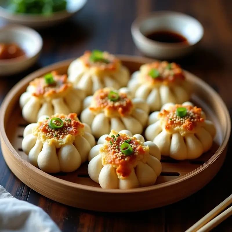 Bao Buns de Coliflor Rellenos de Pollo al Vapor: Receta China Keto y Sin Harina en Airfryer
