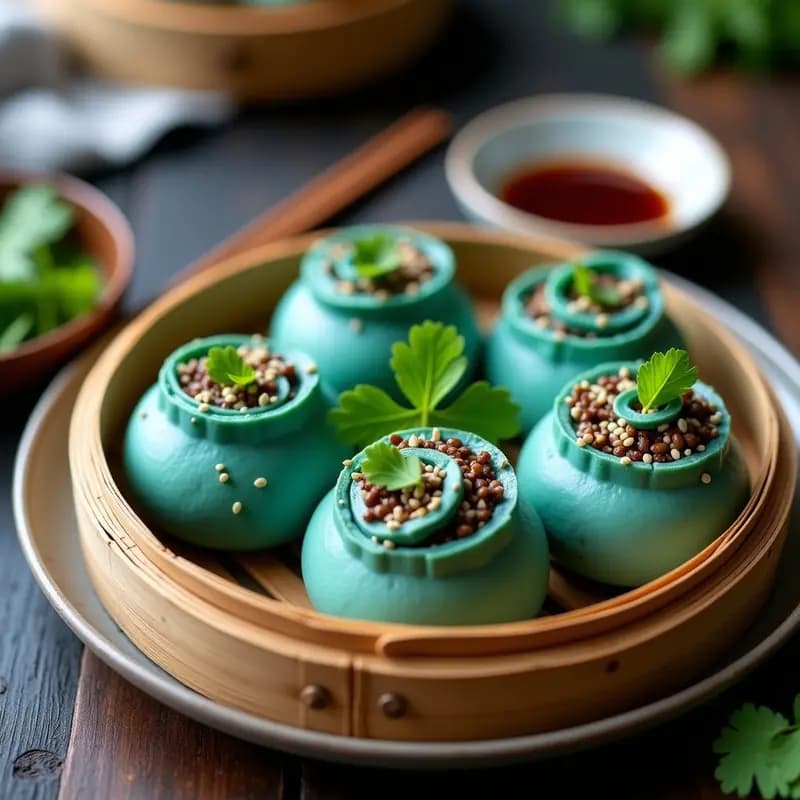 Bao Buns de Espirulina y Champiñones: Receta Taiwansa Vegana y Alta en Hierro