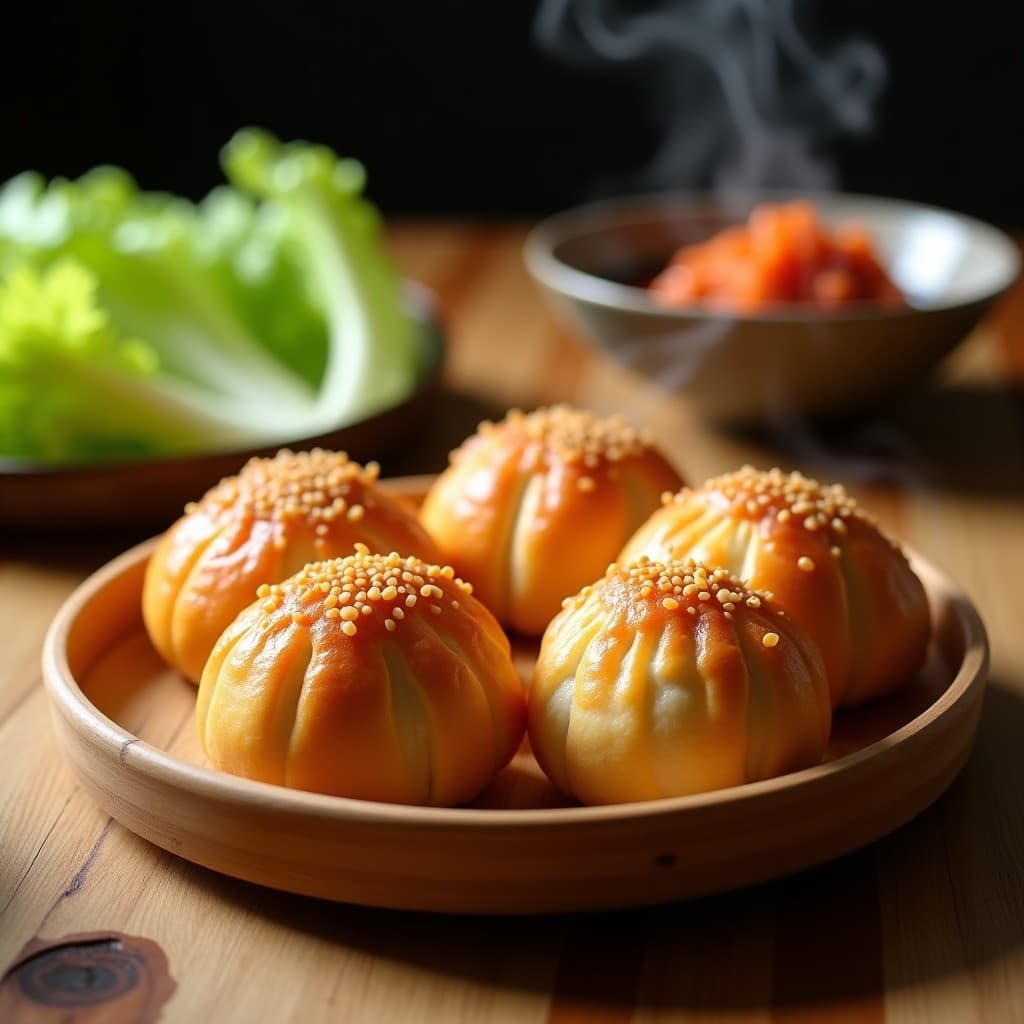 Bao Buns de Harina de Arroz Rellenos de Cerdo Desmenuzado y Kimchi: Receta China en Airfryer